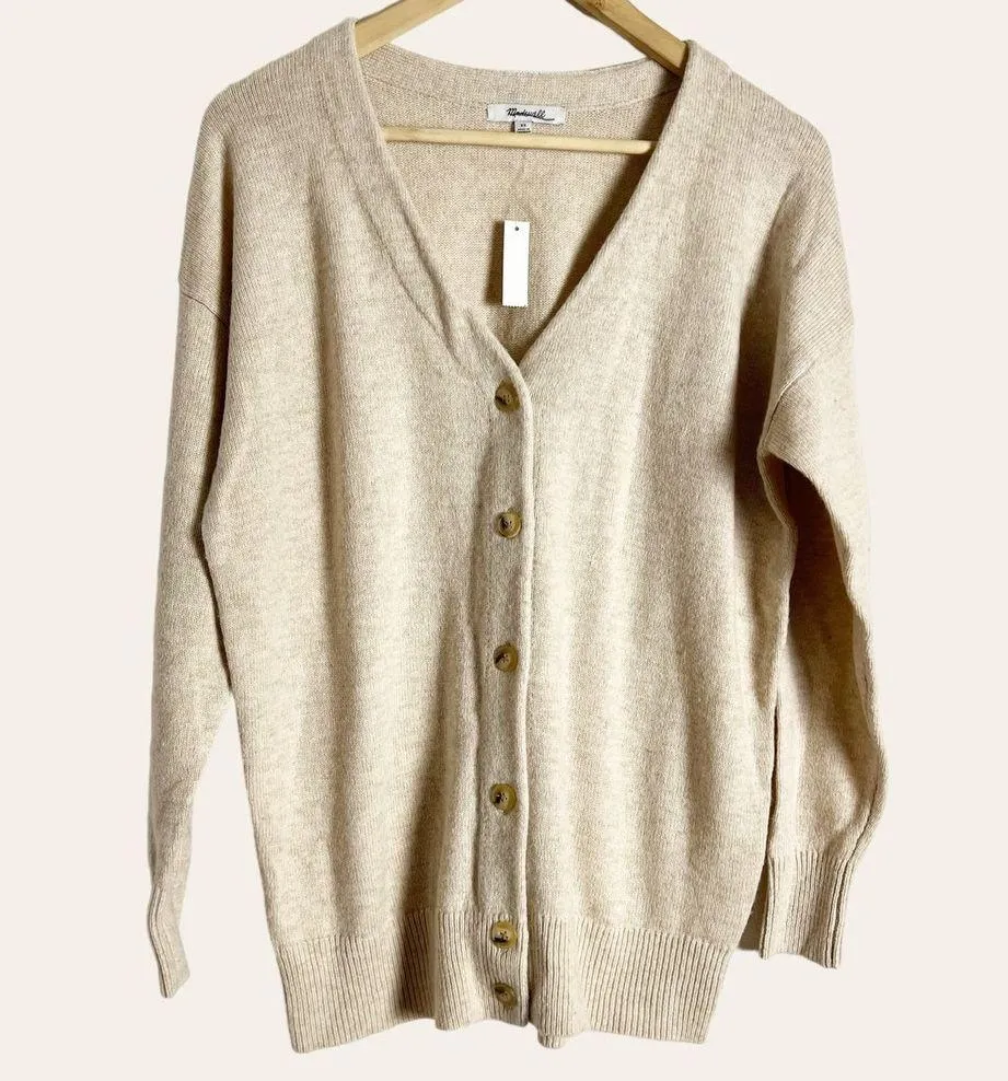Madewell V-Neck Button Front Wool Blend Relaxed Cardigan Sweater Size XS - Image 2