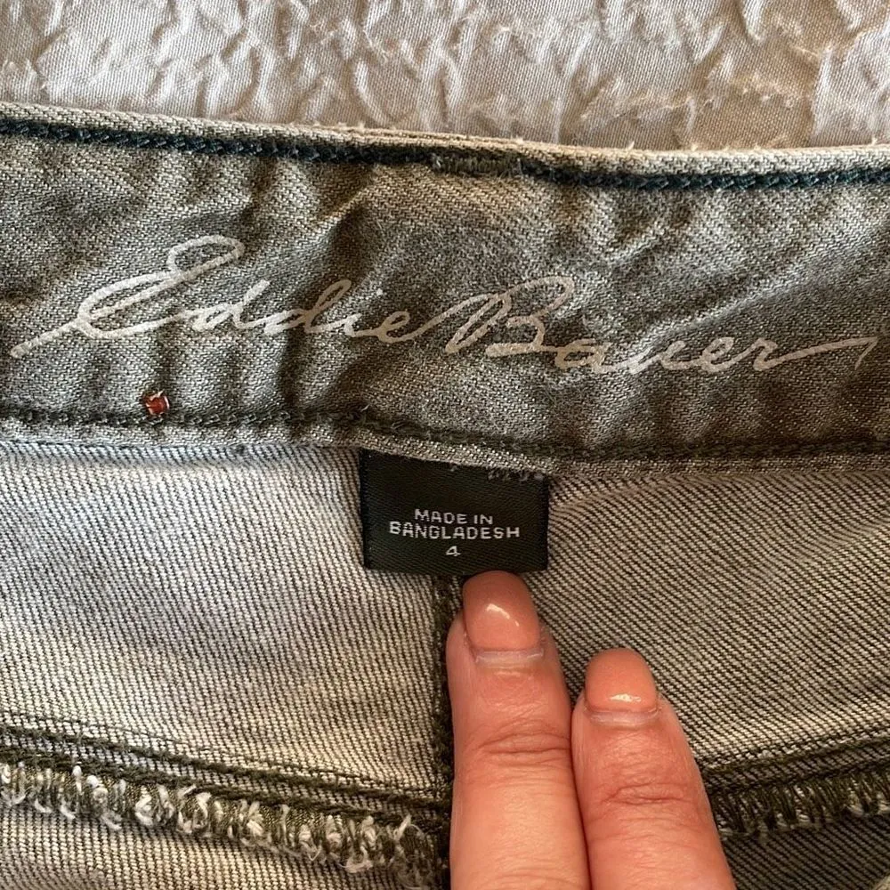 Eddie Bauer Vintage Modern Fit Slim Leg Denim Jeans Army/Gray Green Cargo Size 4 - Image 9