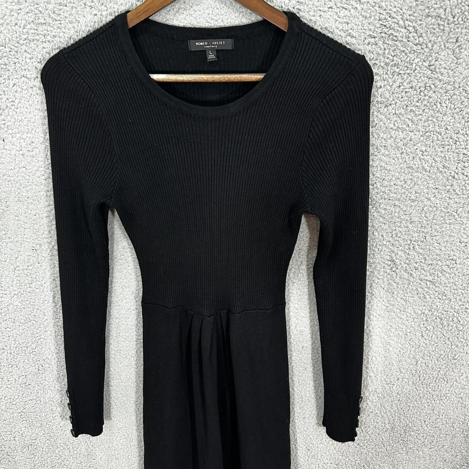 Romeo + Juliet Couture Knit Dress Large Black Mini Whimsigoth Edgy Office Siren - Image 4