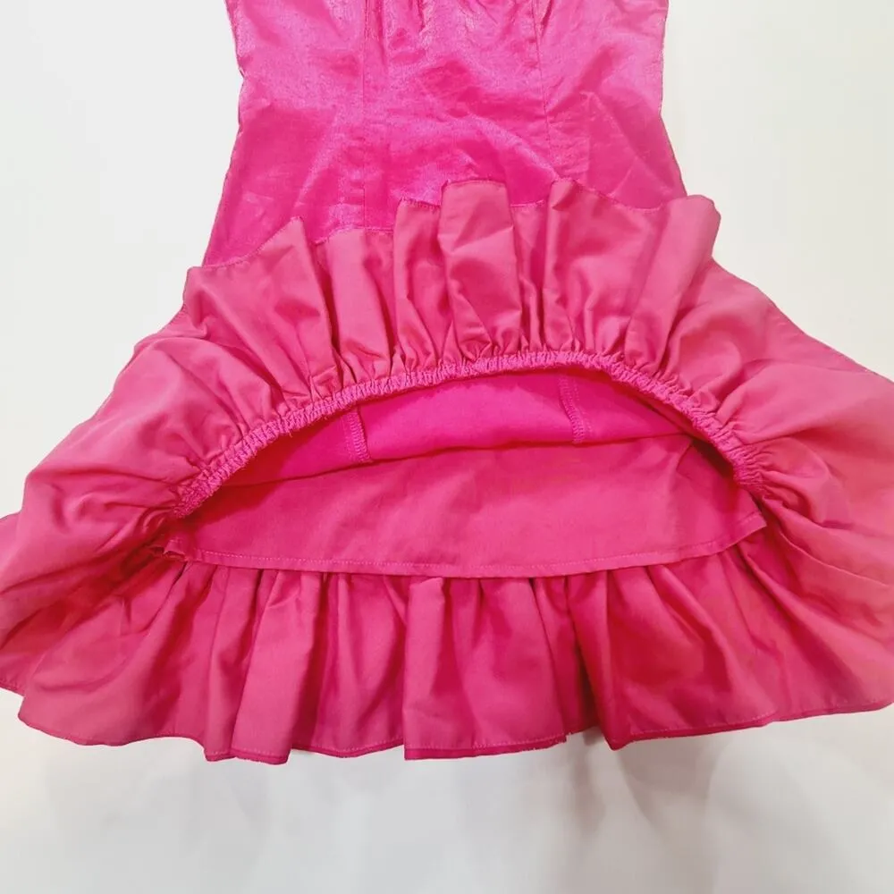 MORE TO COME Ella Ruffle Mini Dress in Hot Pink XXS - Image 4