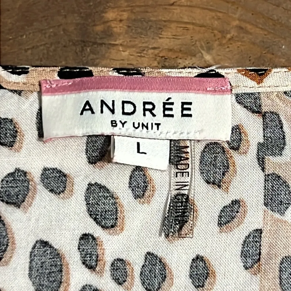 ANDREE BY UNIT women’s size large long sleeve leopard print peplum top casual - Image 6