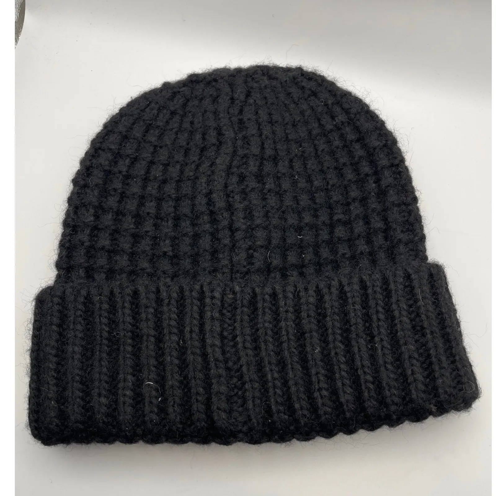 Igloos Black Knit Beanie Hat Wool Blend Ribbed Cuff One Size Winter‎ Warm - Image 2