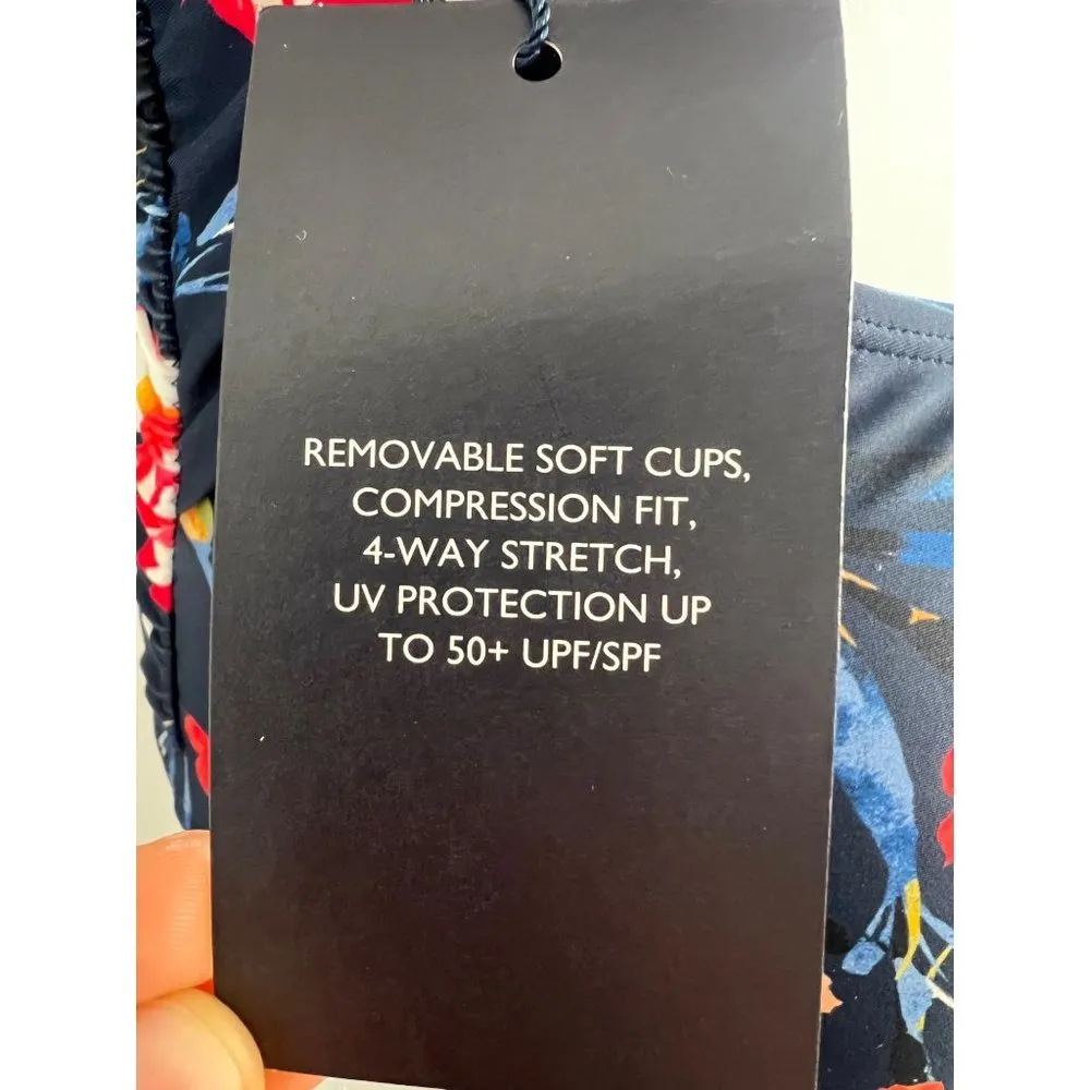 Tommy Hilfiger Navy Floral One Piece Cross Back Swimsuit - Image 5