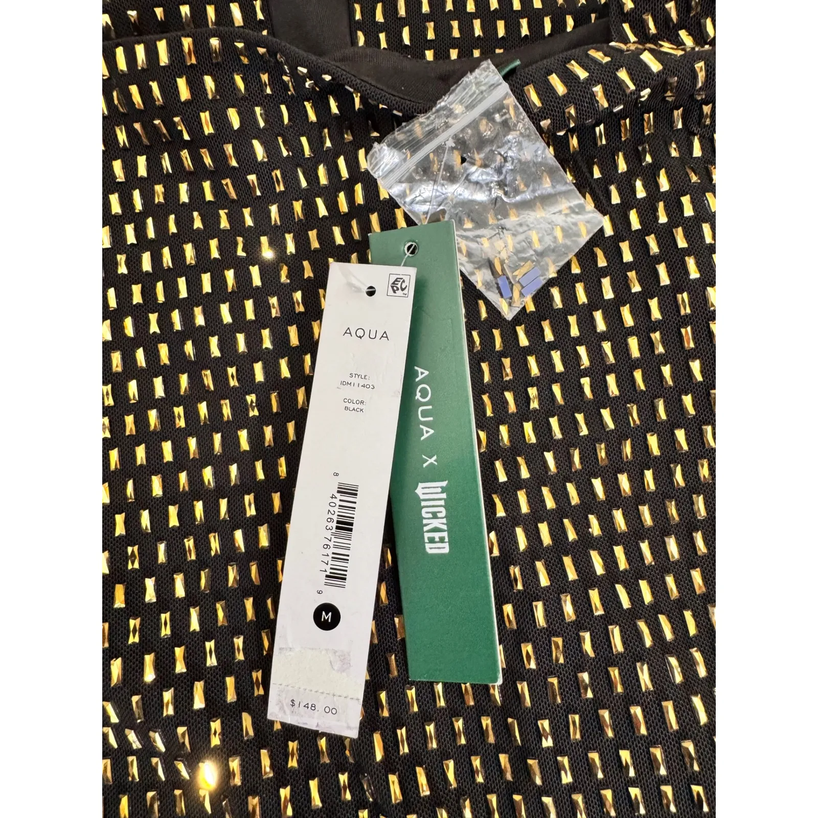 Aqua x Wicked Bodycon Dress Gold Studded Sleeveless Party Cocktail M‎ Black Size M - Image 11