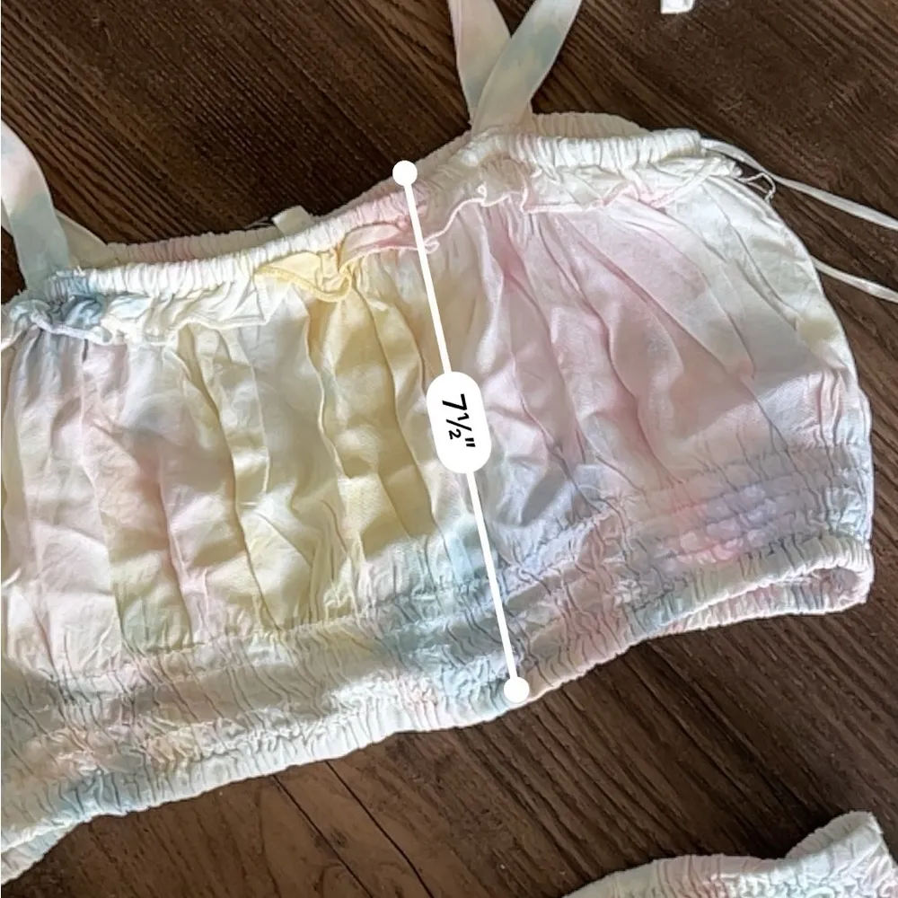 Kiwi and punch cropped tie dye pastel two piece short set Size M - Image 4