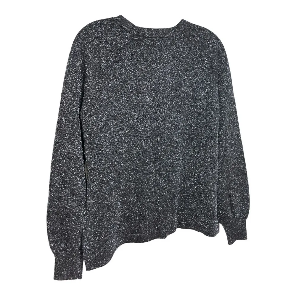 J.Crew Metallic Knit Long Sleeve Sweater Size Small Gray Navy Shimmer Crewneck - Image 4