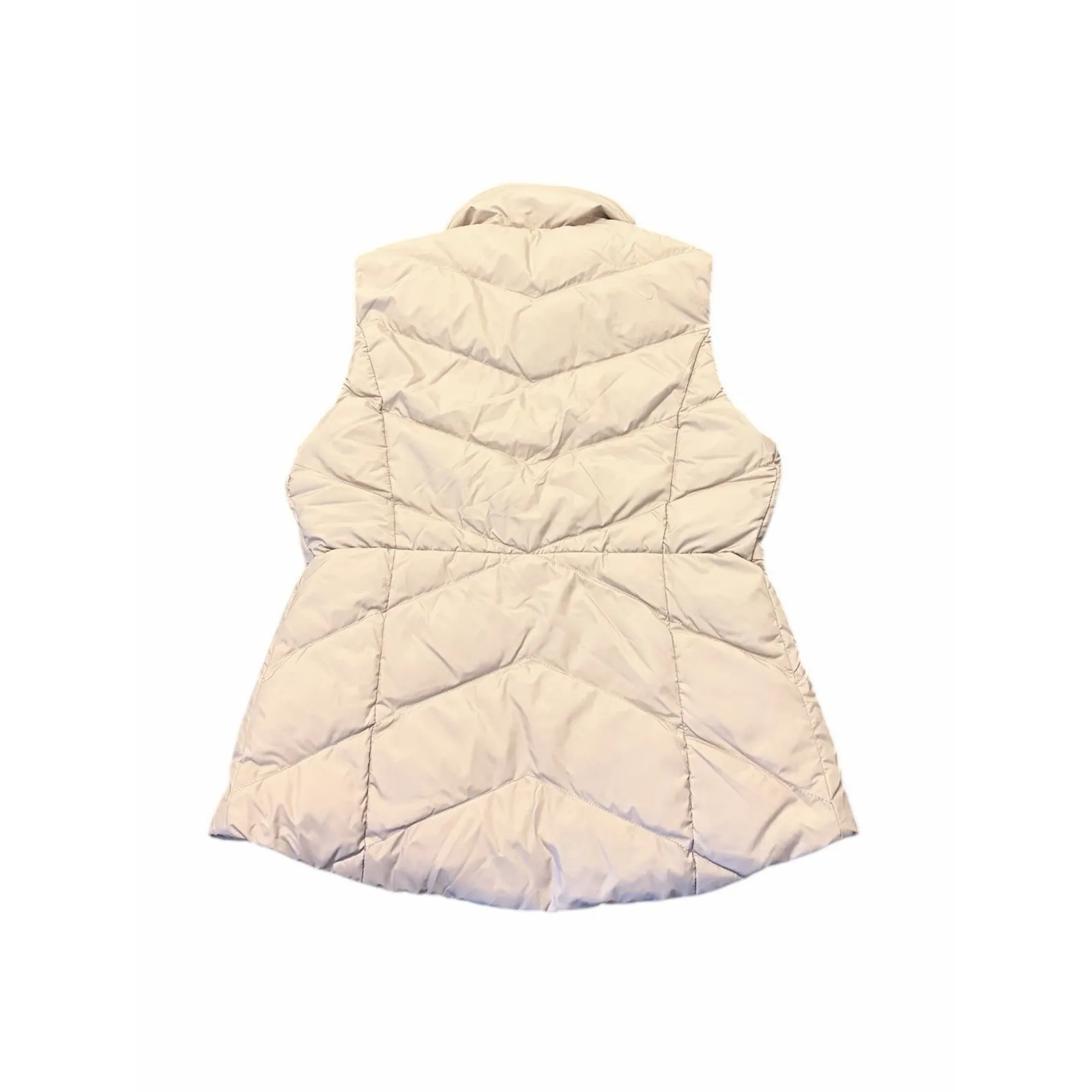 J Crew Puffer Vest Womens XS Beige Down Feather Quilted Insulated Button Zip Tan - Image 2