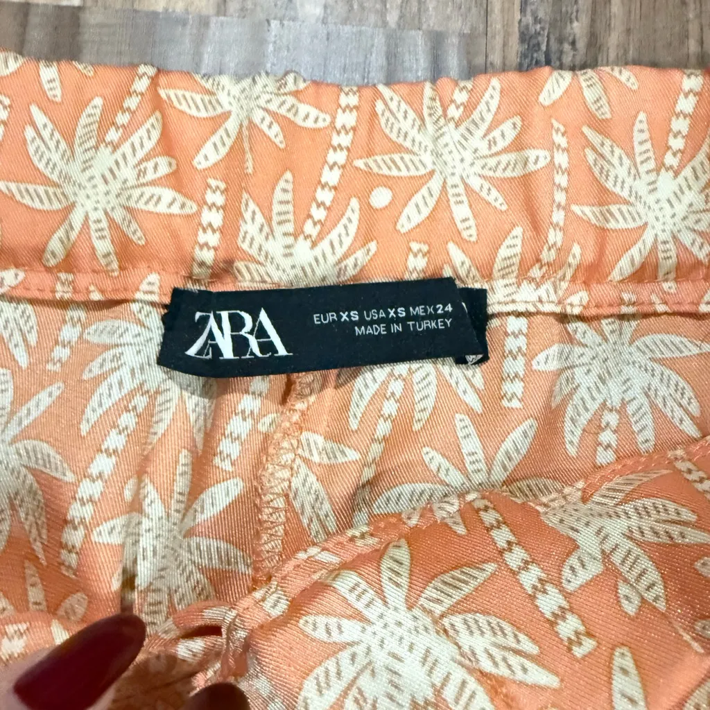 ZARA  Orange Leaf Pattern Pants - Image 2