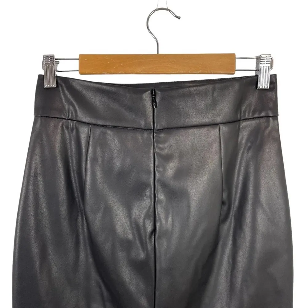 Aprll Black Faux Leather High Waist Midi Pencil Skirt Size Small - Image 9