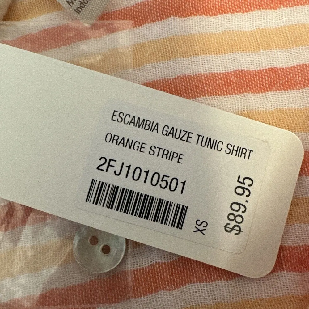 Soft Surroundings Escambia Gauze Tunic Shirt Size XS Orange White Stripe Cotton - Image 9