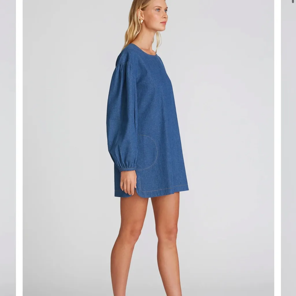 AMUR Ace Denim Shift Mini Dress Blue Size 12 - Image 2