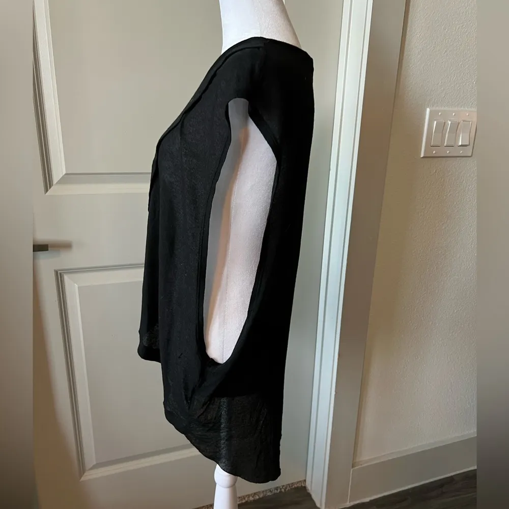 IRO Black Asymmetrical Short Sleeve T-Shirt - Image 4