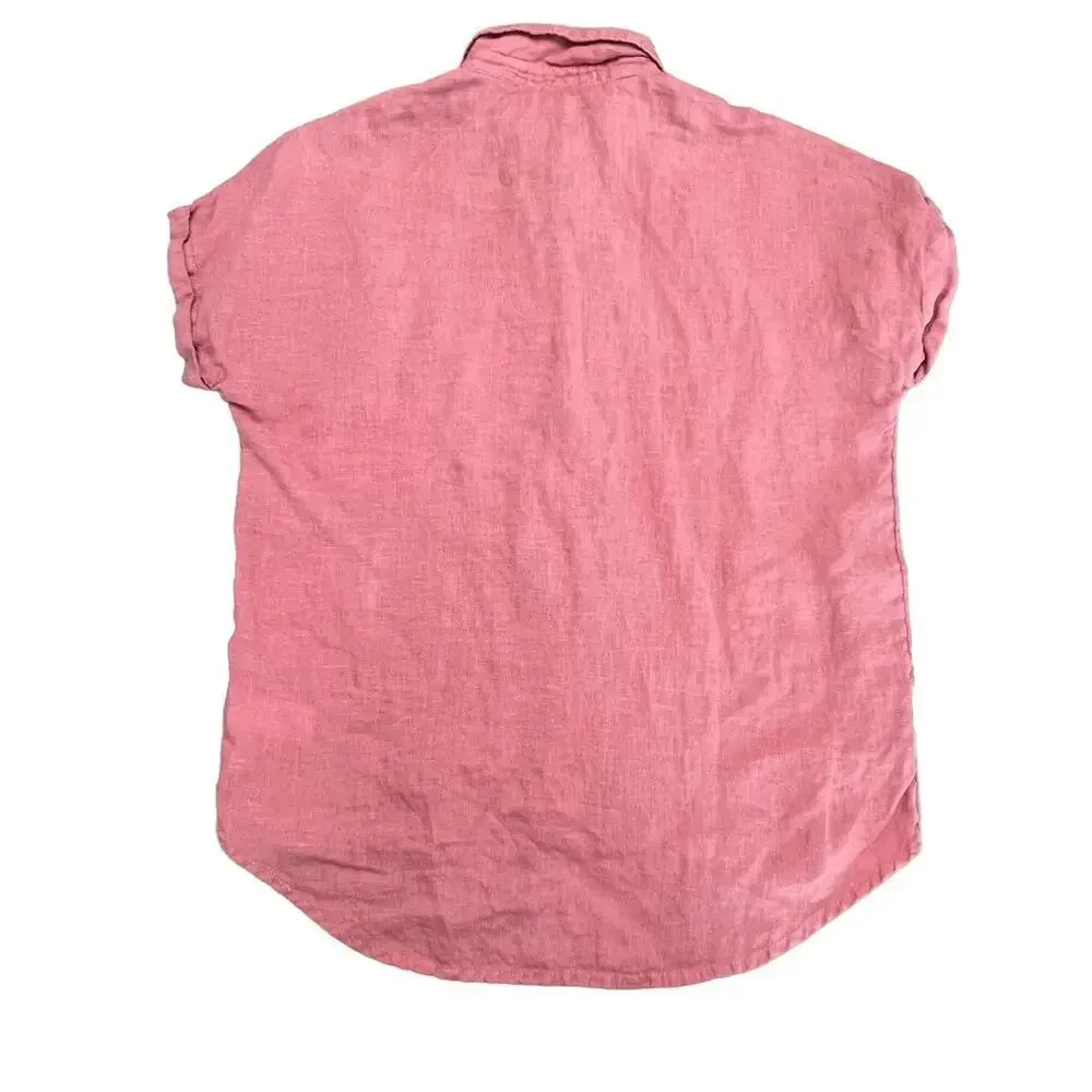 Rachel Zoe Women's XS Pink/Dusty Rose 100% Linen Short Sleeve Button-Up‎ Shirt - Image 3