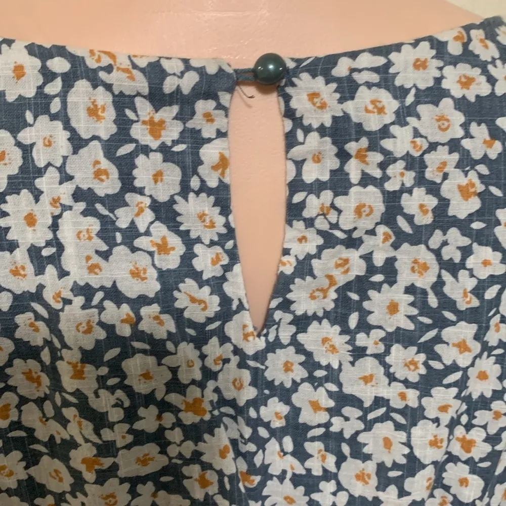 OTT (Over The Top) Floral puff sleeve dress woman size MEDIUM cotton White - Image 5