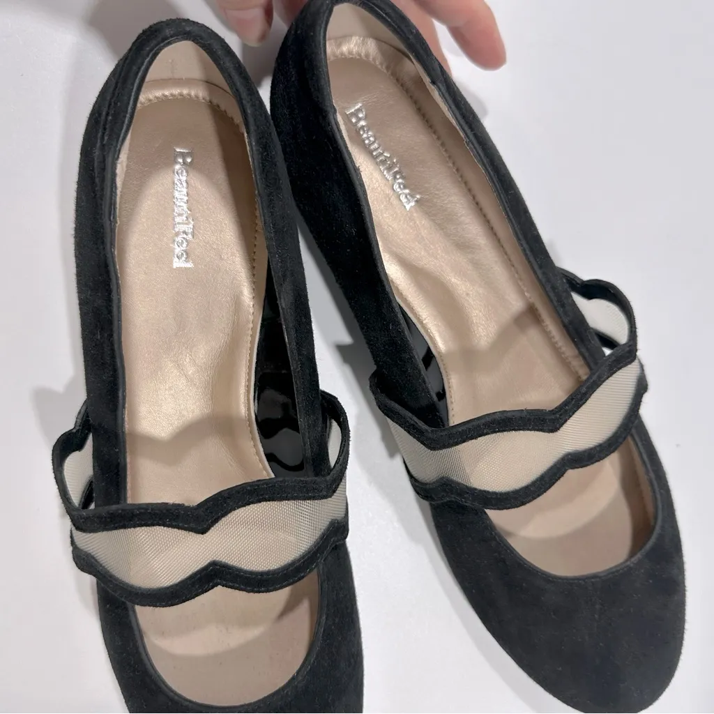 Beautifeel Iris Black Suede Dress Ballet Comfort Flat Shoes Mesh Detail 40.5 Size 9.5 - Image 7