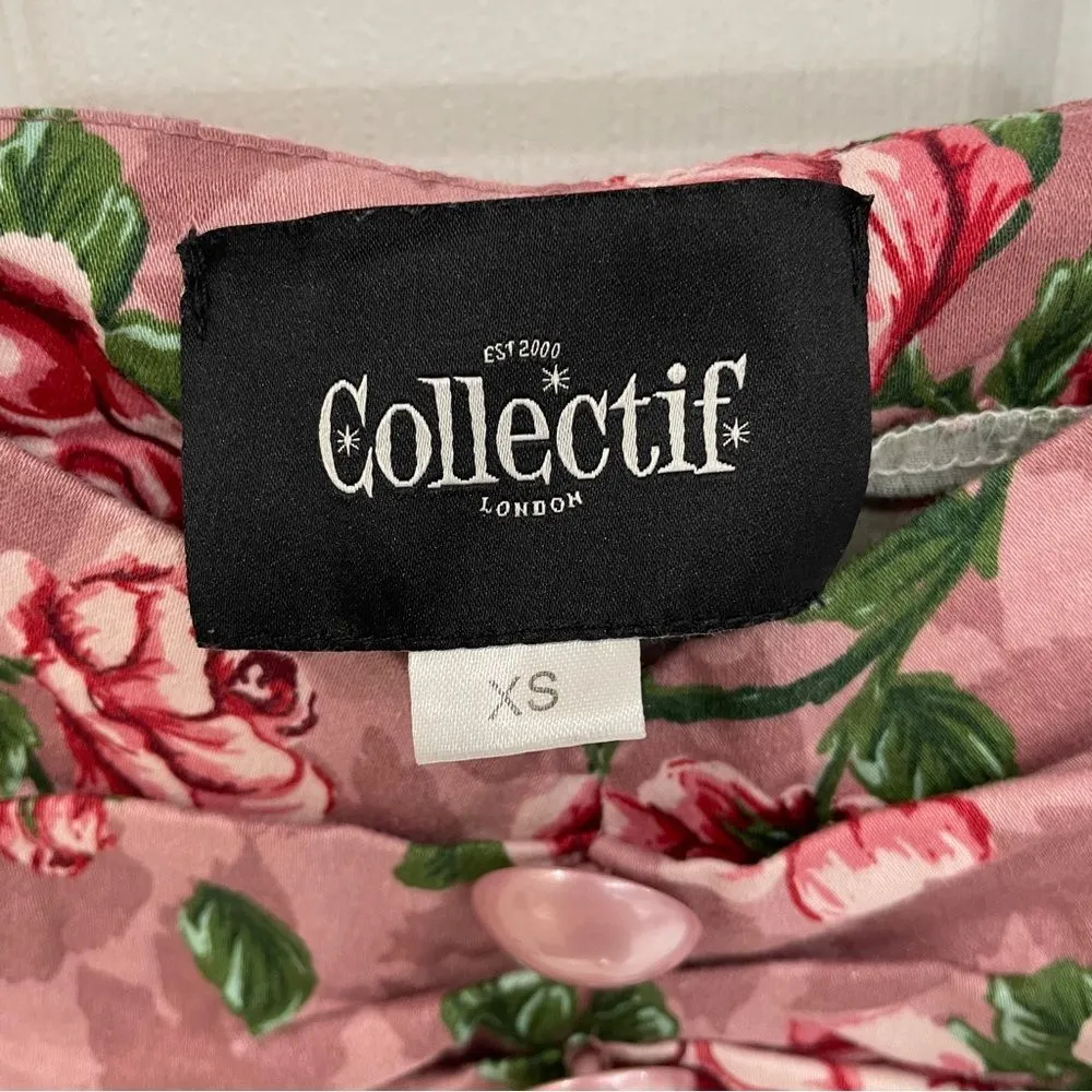 Collectif London Dolores Rose Pink Mauve Pin Up Top Women’s Size XS - Image 4