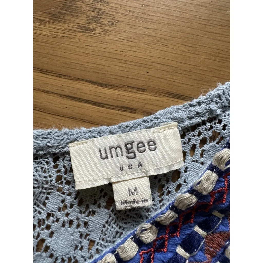 Umgee Women Size Medium Dress Shift Sleeveless Embroidery Boho Aztec Flowing Art - Image 3