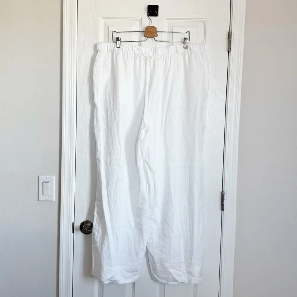 NEW Eileen Fisher 100% Organic Linen Wide Leg Pants in White Full Length 1X - Image 4
