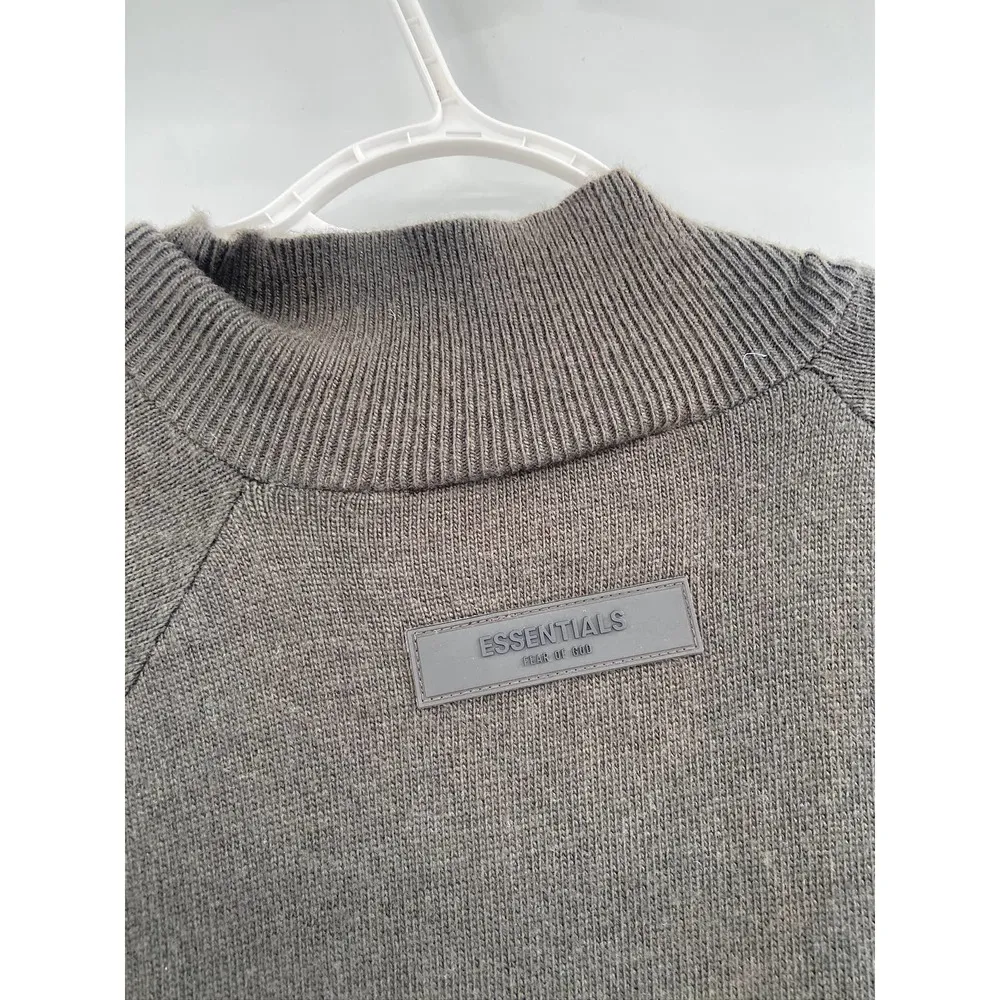 Essentials Fear of God Charcoal Wool Blend Zip Up Cardigan Jacket Size XL - Image 11