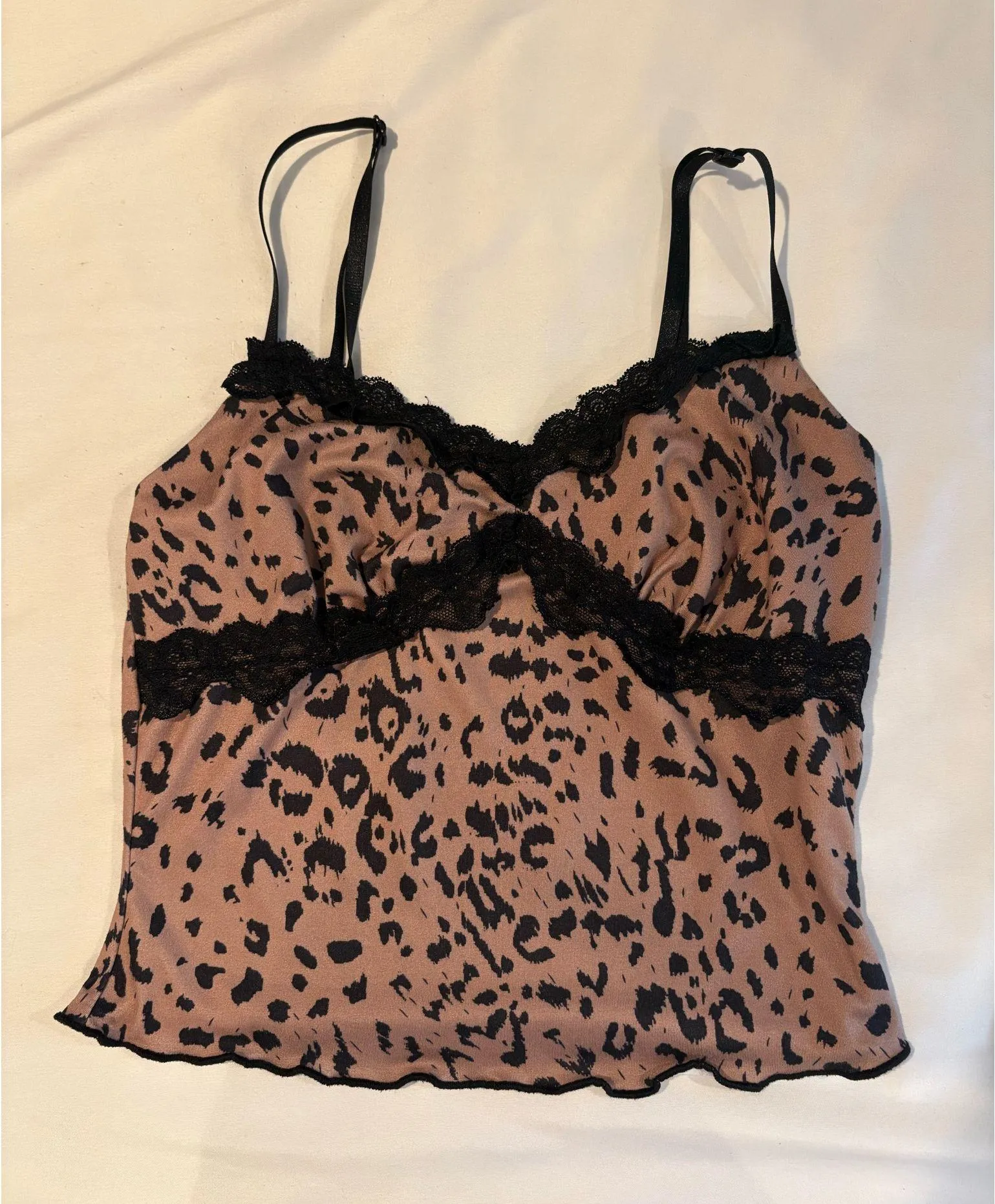 Shein brown and black cheetah print lace cami top  - Image 2