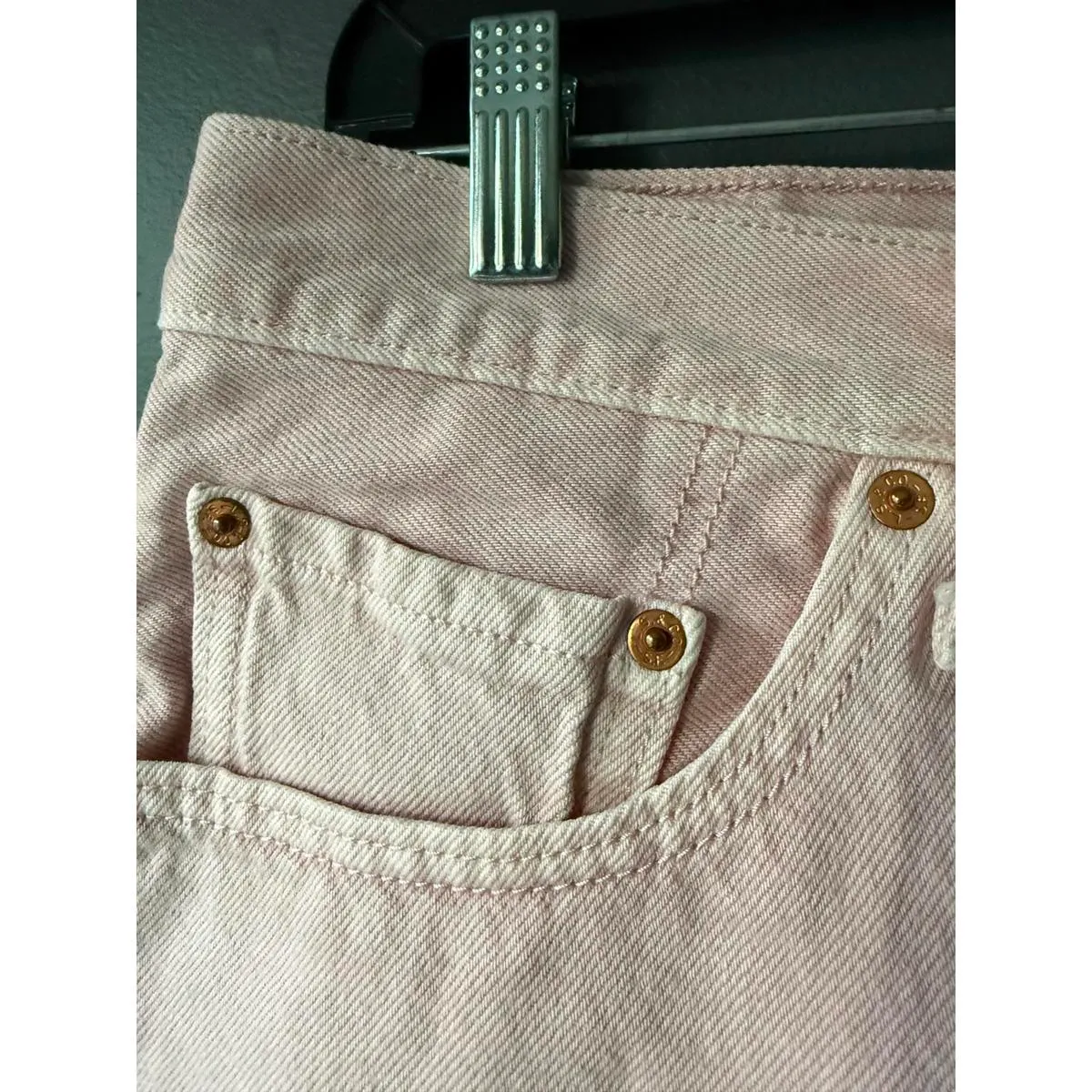 Levi's 501 Pink Denim Shorts with Frayed Hem - Image 9