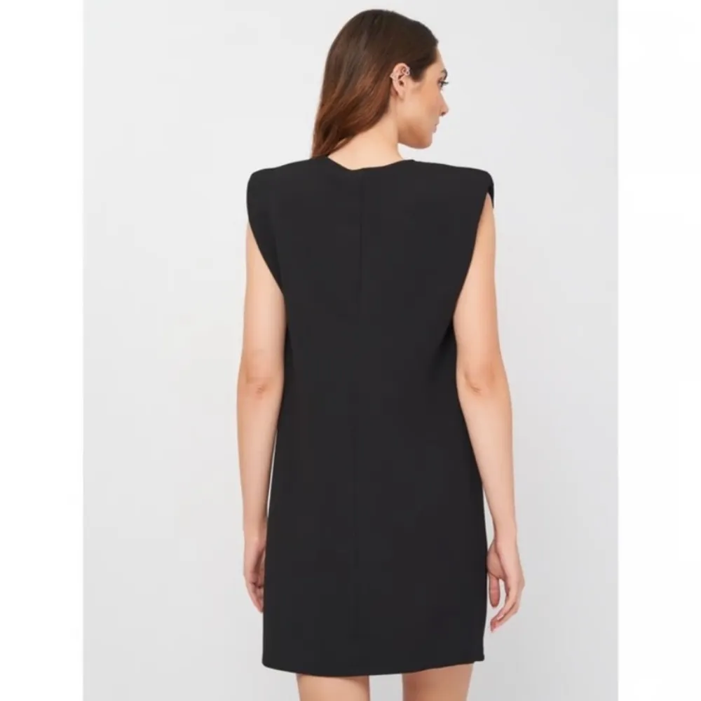 Zara Straight Mini Dress w/ Shoulder Pads Black Size XL NEW - Image 6