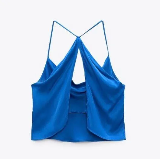 ZARA Blue Satin Top - Image 2