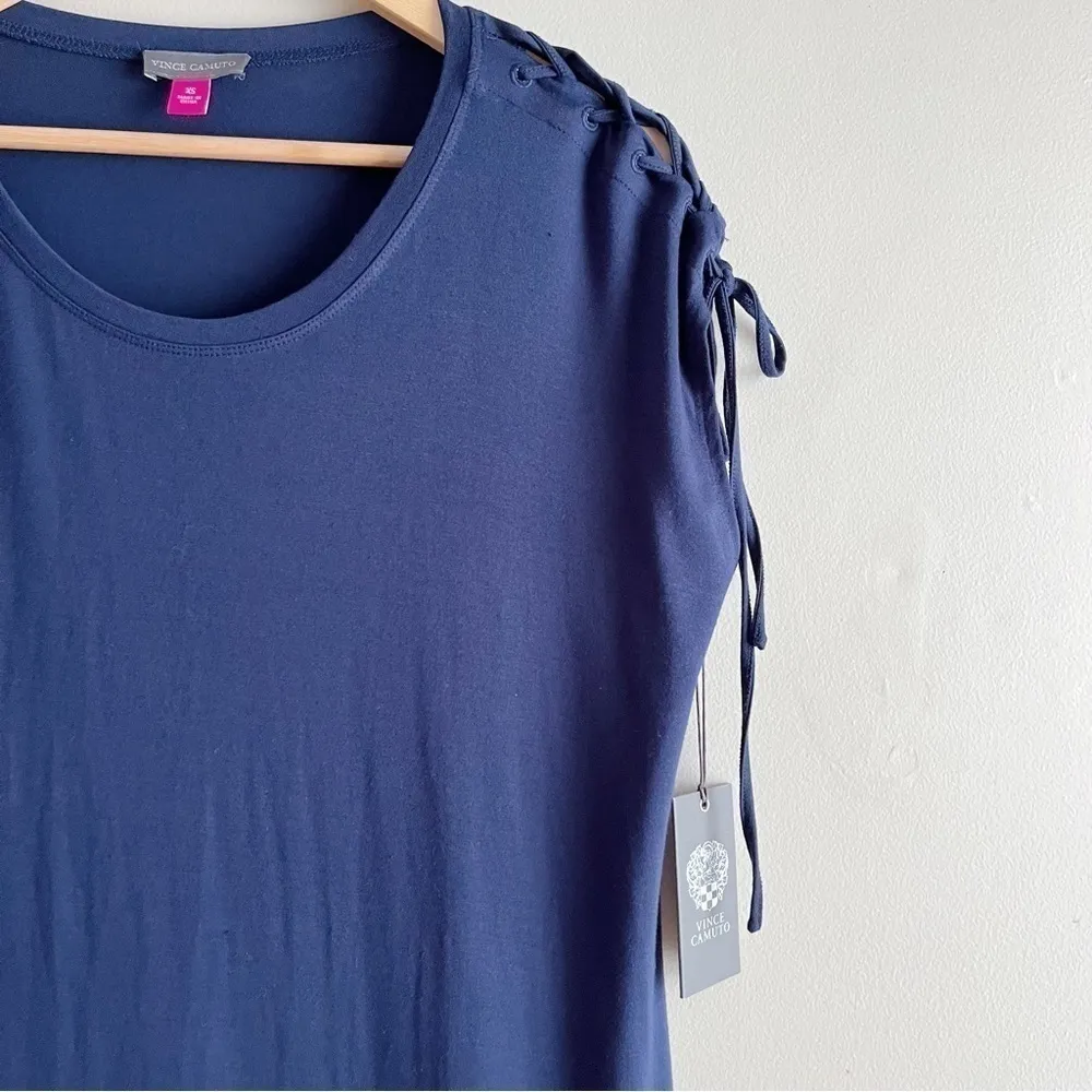 NWT Vince Camuto • Zen Bloom Navy T-Shirt Shift‎ Dress in Black Iris, Size XS - Image 5