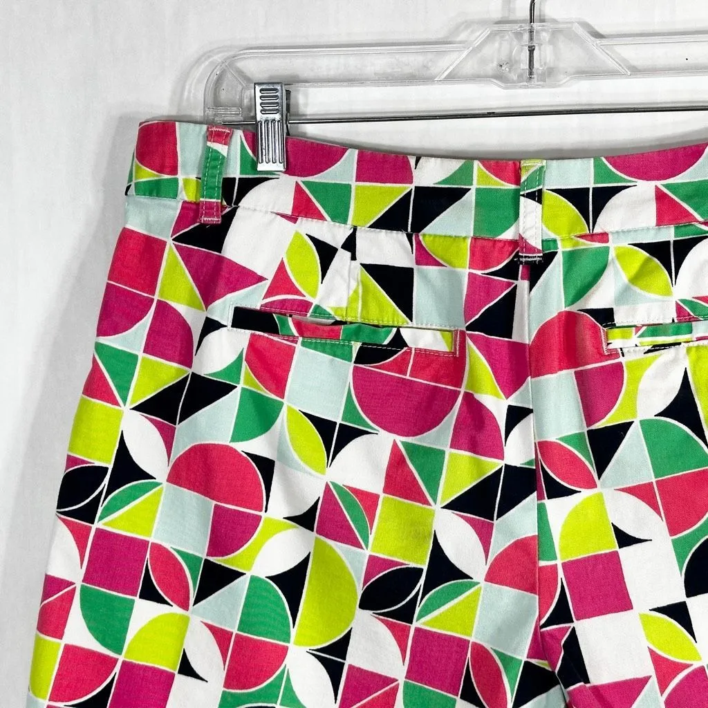 Crown Ivy Size 12 Shorts Green‎ Pink Geometric Print Cotton Stretch Womens 764 - Image 9