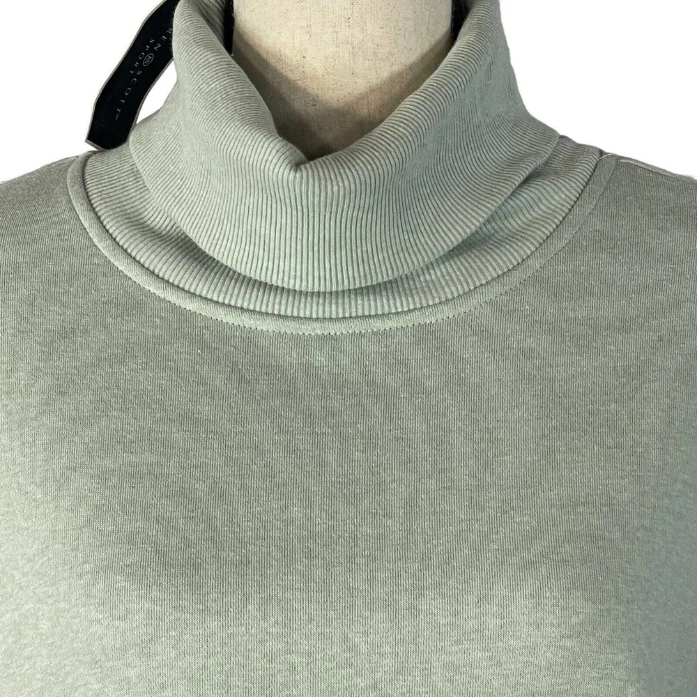 Karen Scott Sport Small Fleece Turtleneck Sweatshirt Long Sleeve Green Heather - Image 2