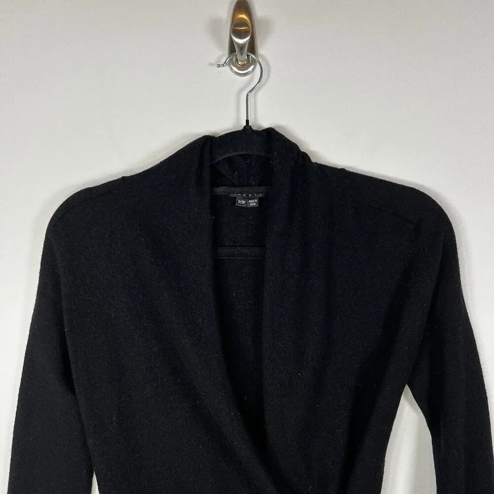 Theory V Neck Knit Sweater Merino Wool Long Sleeve Wool Fitted Petite‎ Black Zip - Image 5