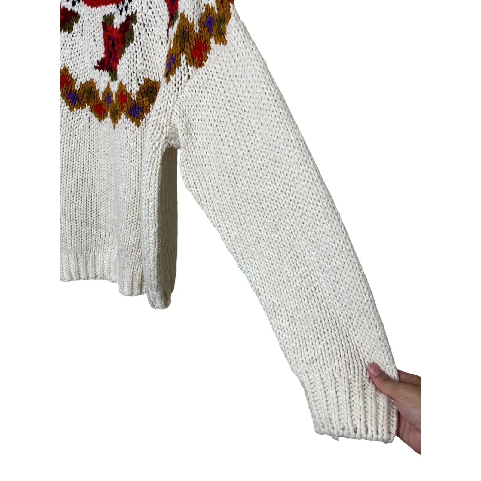 Vintage Carriage Court Cream Fair Isle Knit Sweater Women's M Ramie Acrylic White Size M - Image 4