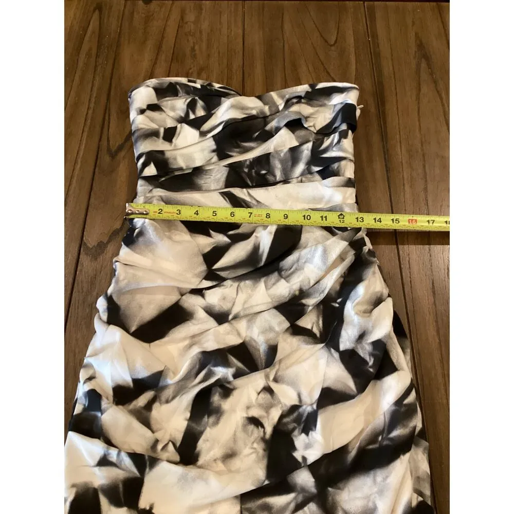 Monique Lhuillier Strapless corset Bodycon ruched mini Dress Black White 6 - Image 5