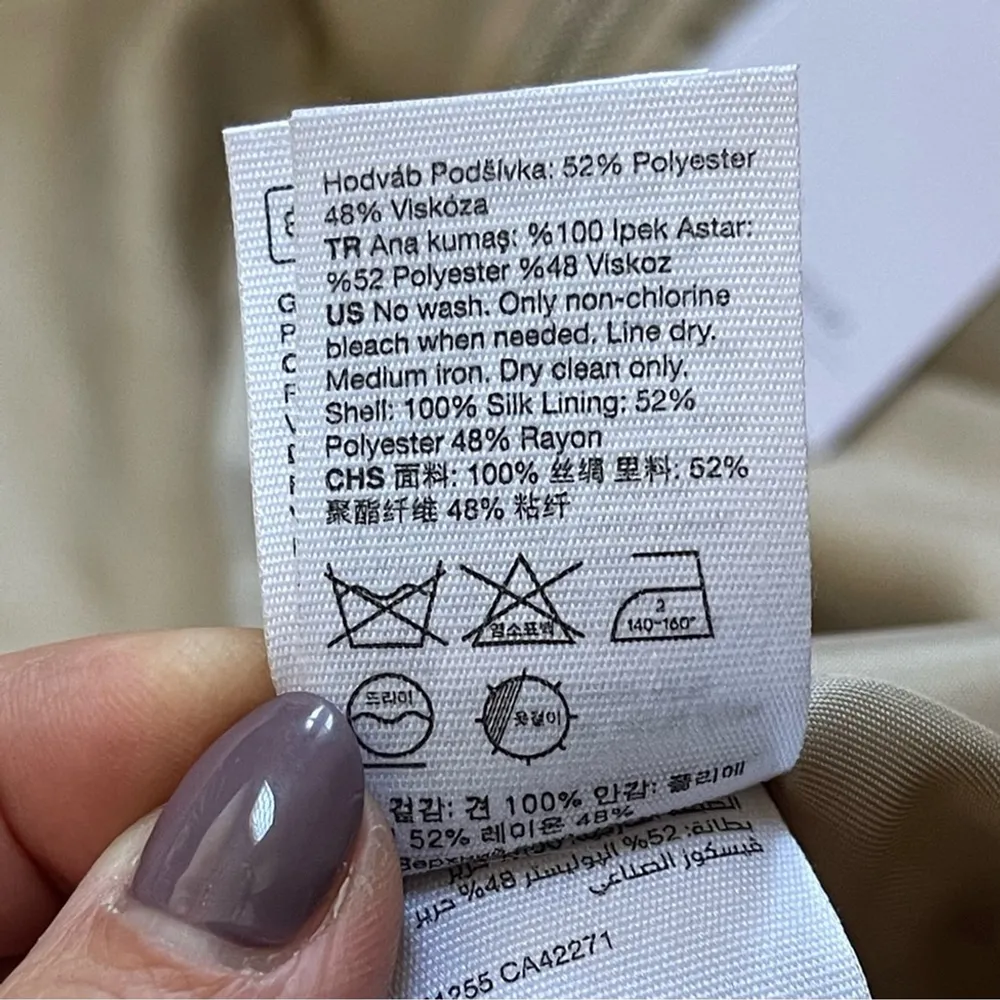 & Other Stories Relaxed Long Silk Blazer Beige Natural Fibers US 12 Old money - Image 12