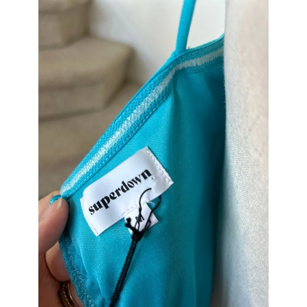 NWT Superdown Aqua Neon Blue Ruched Corset Mini Dress - Image 7