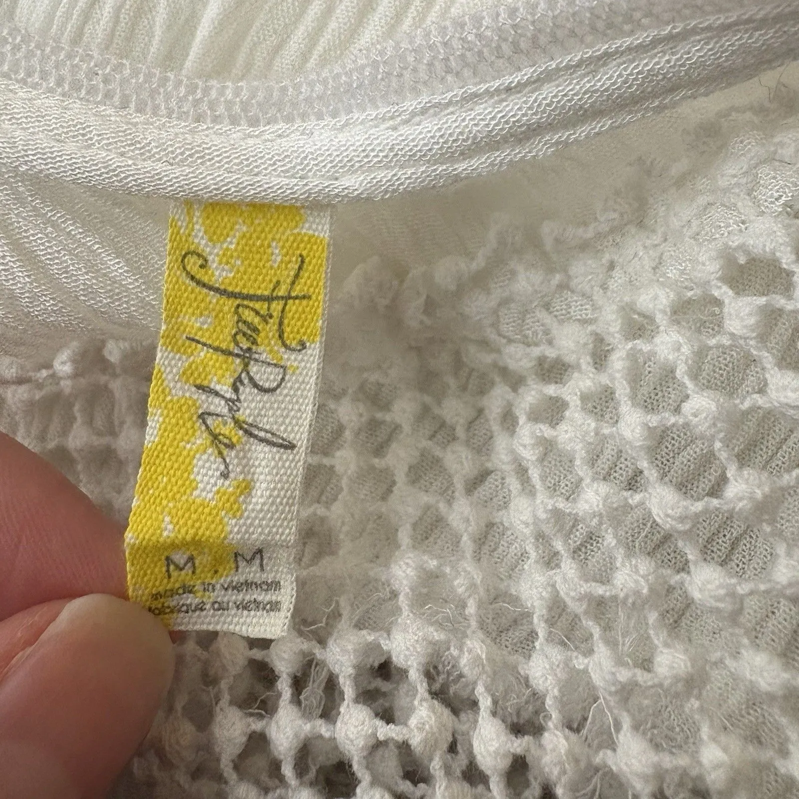 Free People Snap Out of It Raw Edge Crochet Mesh Inset Tank Top Mini XS - Image 5