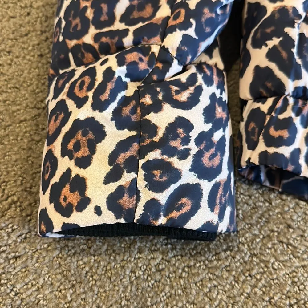 GENERATION LOVE WOMENS HOODED LEOPARD PRINT PUFFER LIGHT JACKET SIZE XS - Image 3