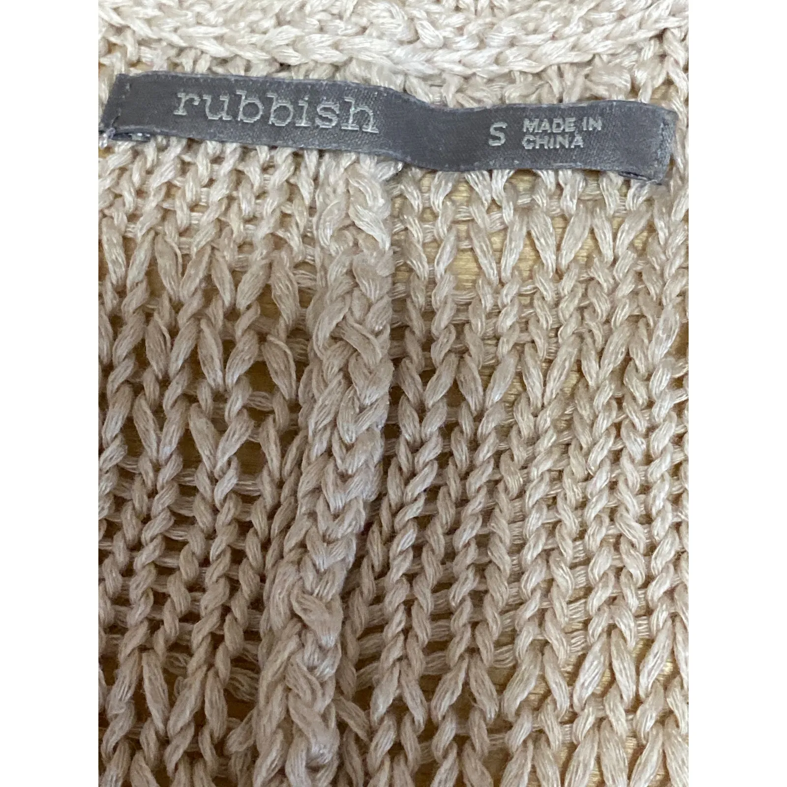 Rubbish Women's Beige Knit Long Sleeve V Neck Button Up Cardigan Sweater Top S - Image 3