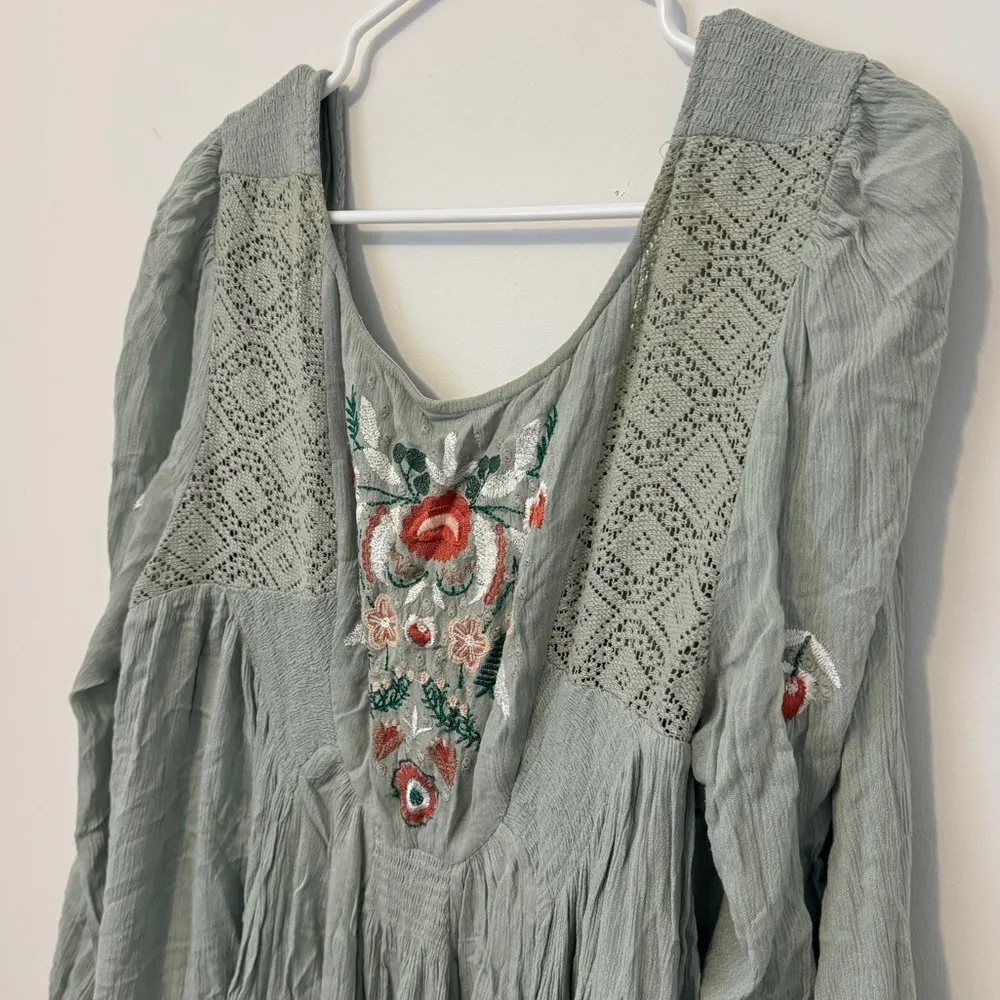 Mohave Floral Embroidered Long-Sleeve Dress Size Large Sage Green - Image 8