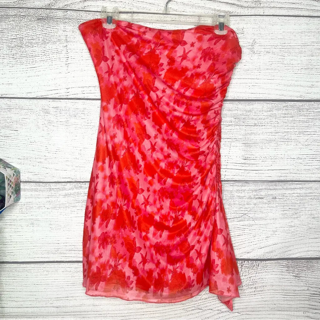 Princess Polly Sturgess Strapless Ruched Top Red & Pink Size 8 - Image 10