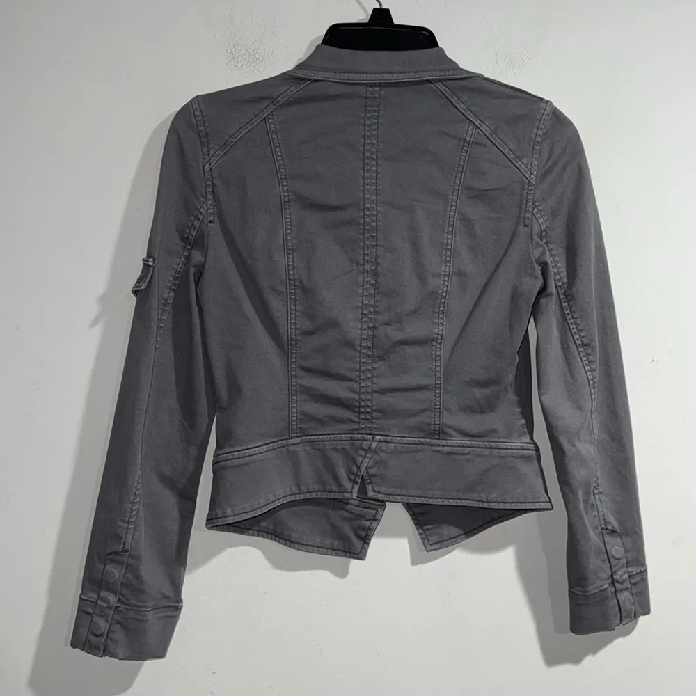 White House black market jacket Stylish Gray military 00 petite button down - Image 3