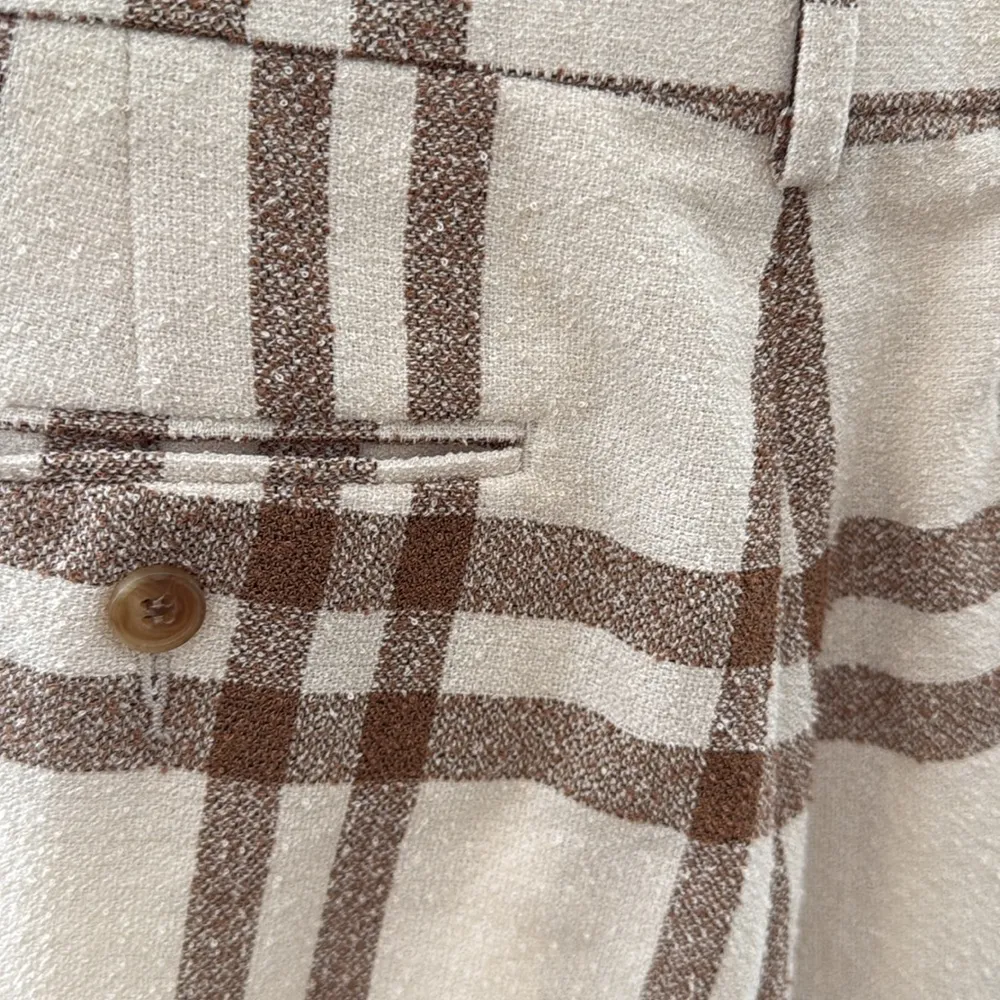 ASOS Brown & Cream Plaid High Waist Trouser Pants - Image 3