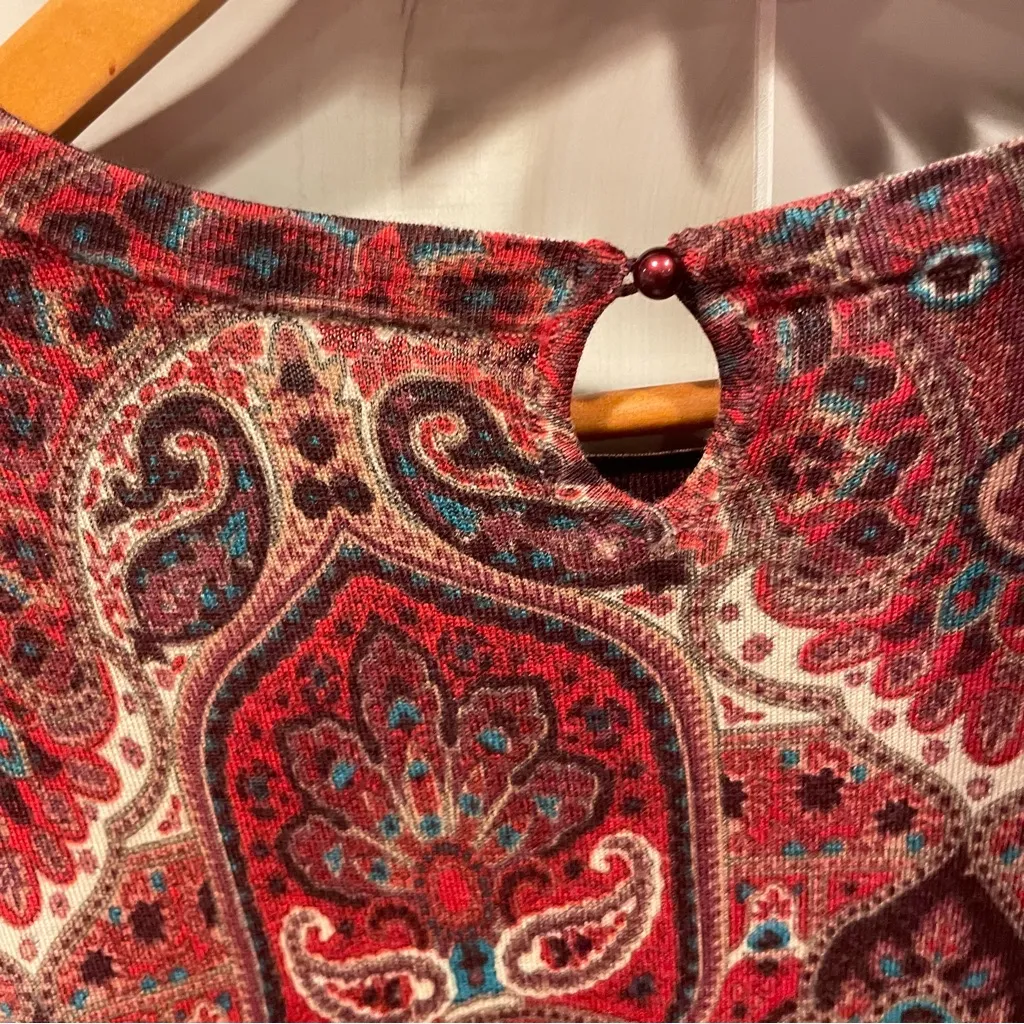 Sweet kashmiri nights paisley boho marino wool crew neck lightweight sweater - Image 6