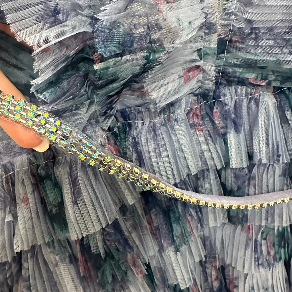 Jovani 50069 Ruffled Sleeveless A-Line Cocktail Dress - Size 6 NWT Blue - Image 4