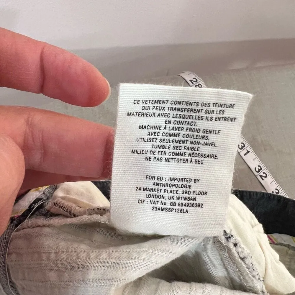 Cartonnier Anthropologie blue and white striped belted wide leg pants size 4 - Image 11