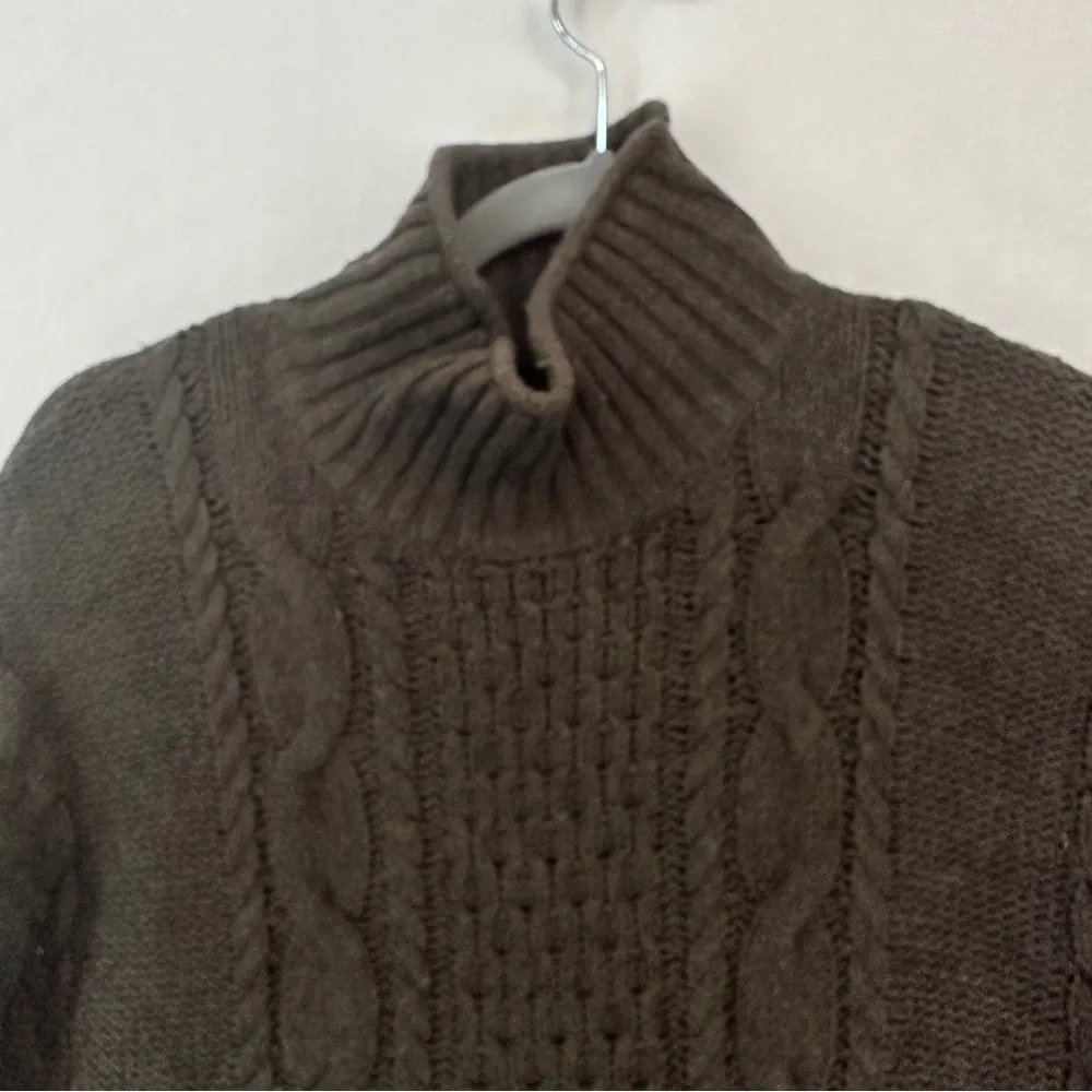 Loft Chunky Cable Knit Sweater Size M Brown - Image 2
