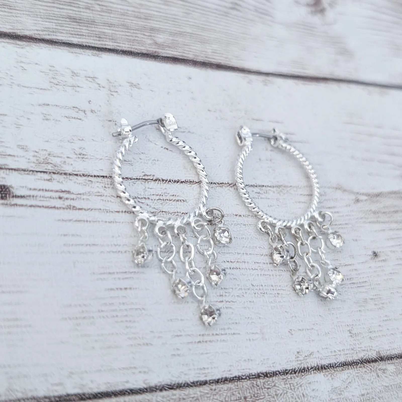 Silver Tone & Clear Gem Dangles - Image 3