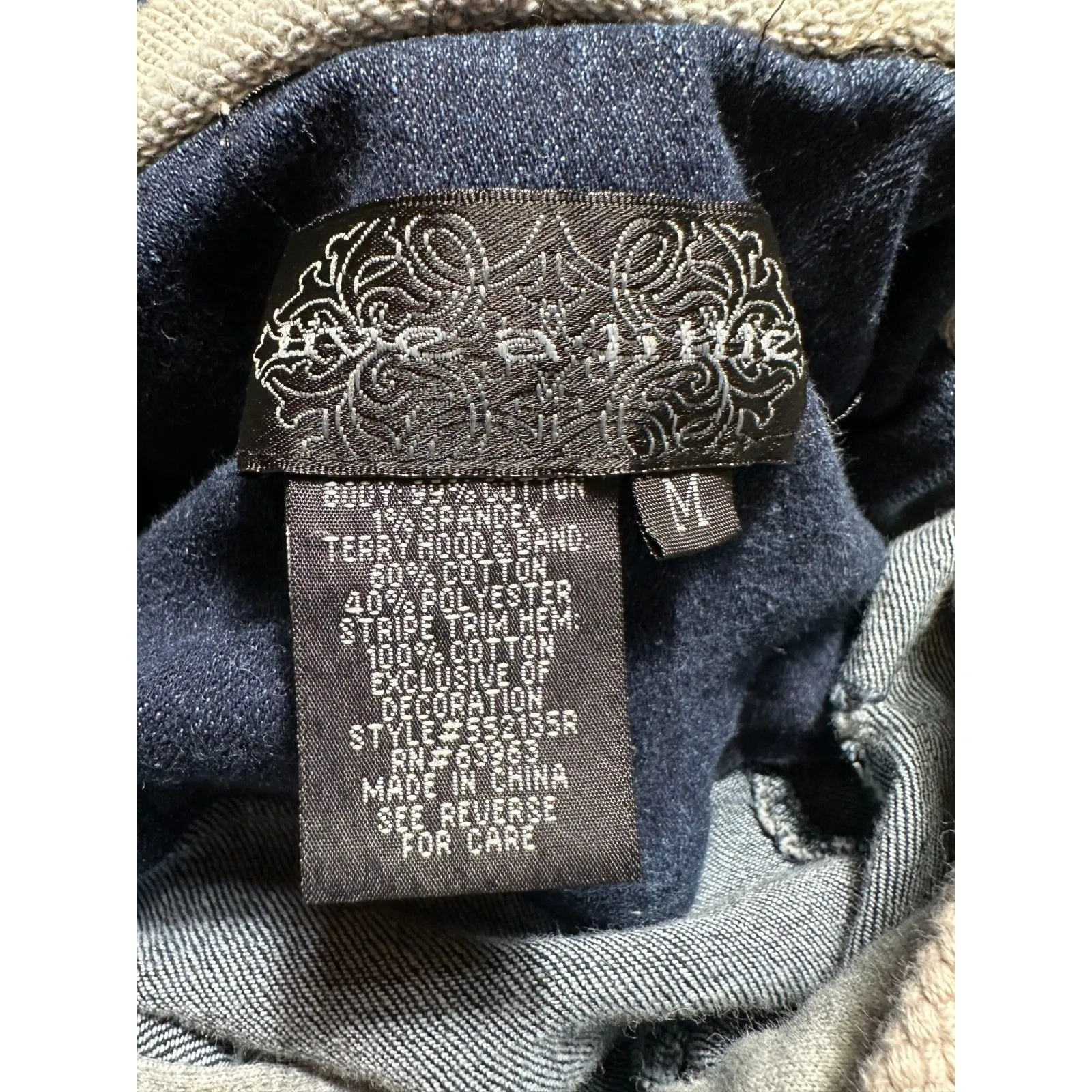 Vintage Y2K Denim Jake Gray Hoodie Striped Shirt Size M Blue Size M - Image 5