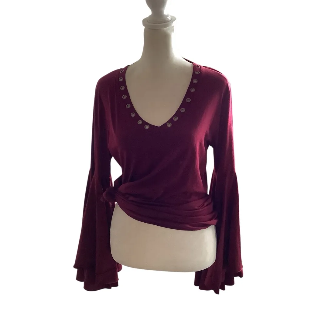 Rock & Roll Cowgirl Red Bell Sleeve Blouse WORN ONCE - Image 3