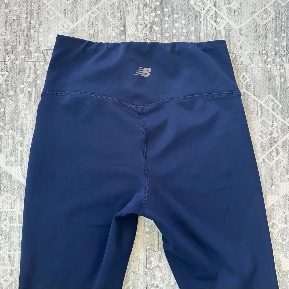 New Balance NB Womens Dry Classic Capri Active Leggings in Navy Blue Size S - Image 6